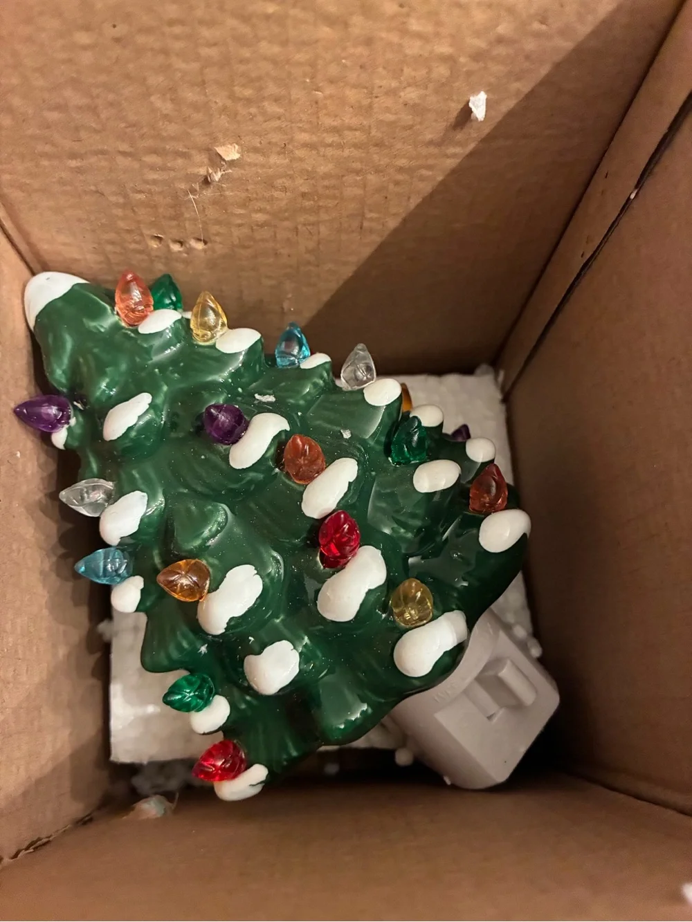 Ceramic Multicolor Christmas Tree Night Light - Holiday Home Accent